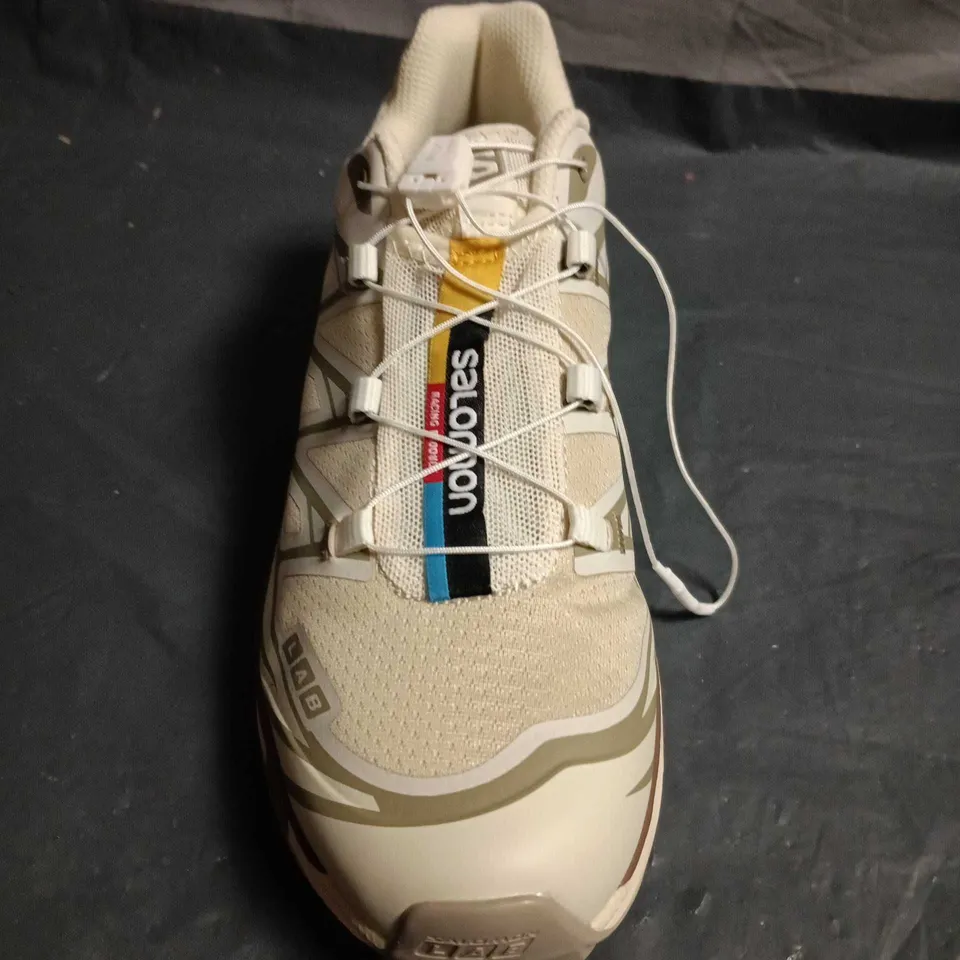 UNBOXED PAIR OF SALOMON S-LAB TRAIL RUNNING SHOES – BEIGE/OFF-WHITE - UK SIZE 7.5