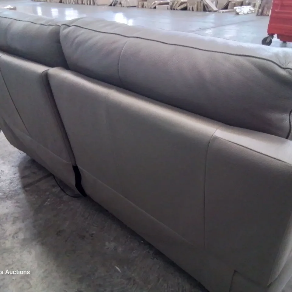 QUALITY ITALIAN DESIGNER PATRIZIO POWER RECLINING THREE SEATER SOFA LIGHT GREY LEATHER 