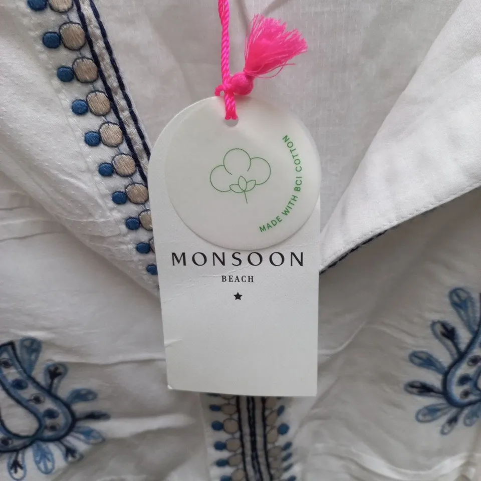 MONSOON BEACH IVORY EMBROIDERED TUNIC DRESS, XX-LARGE