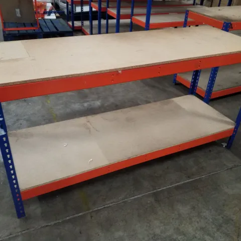 2-TIER SHELVING UNIT 183×61×93CM - BLUE & ORANGE