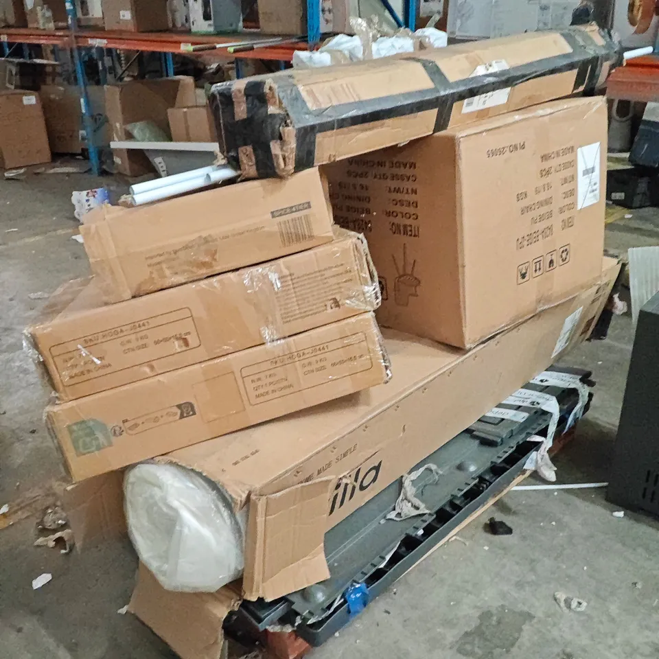 PALLET OF ASSORTED HOUSEHOLD GOODS AND PRODUCTS TO INCLUDE;CLOTHES AIRER,FOOT STOOL,FLUSH CEILING LIGHT, MATTRESS