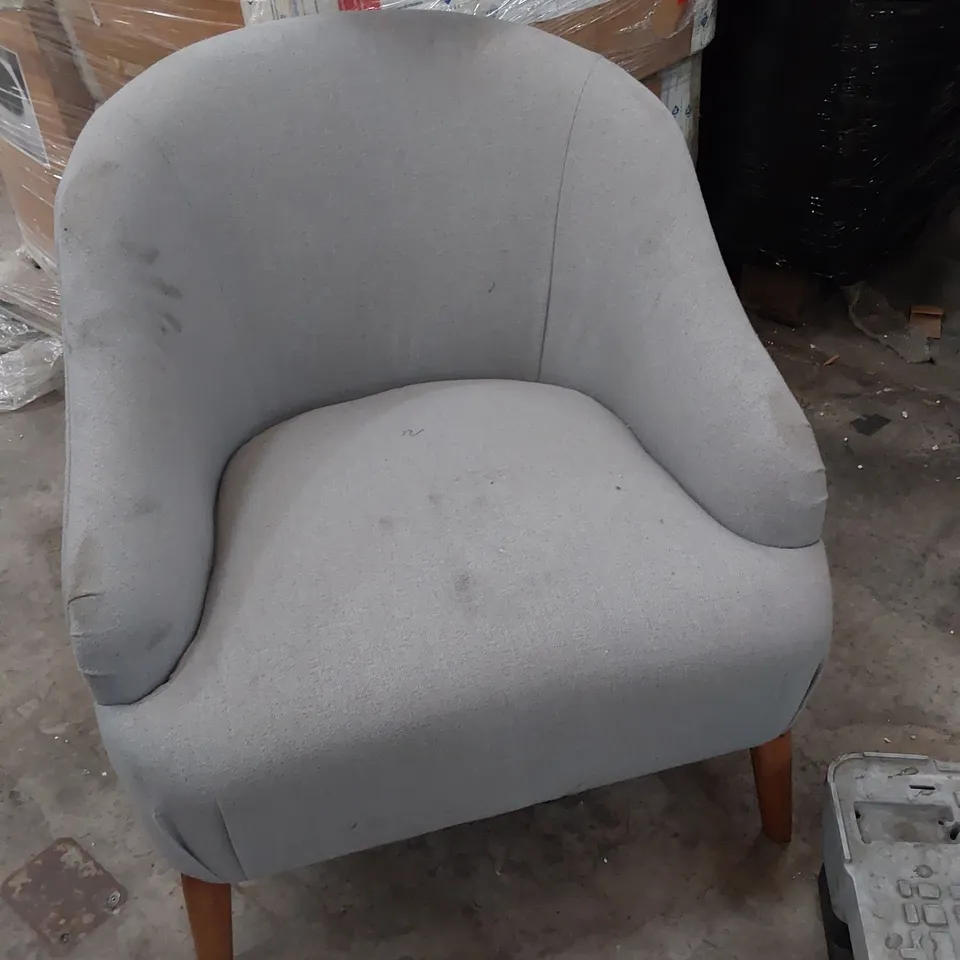 DESIGNER TUB CHAIR GREY FABRIC 