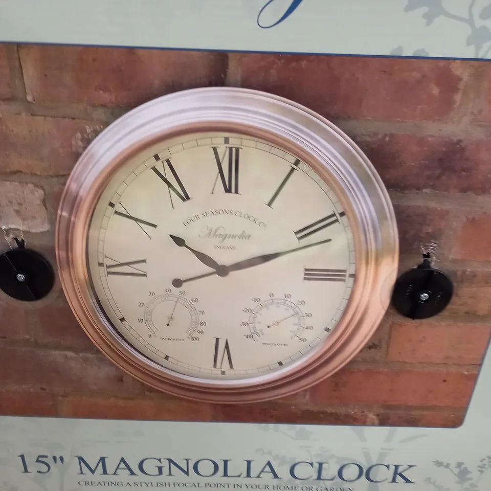 BOXED VINTAGE 15" MAGNOLIA CLOCK