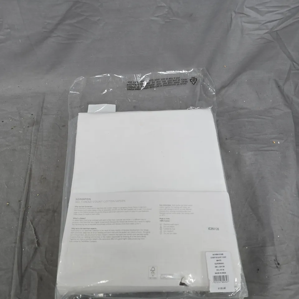 THE WHITE COMPANY SOMERTON DUVET COVER – WHITE, 400-THREAD-COUNT COTTON SATEEN
