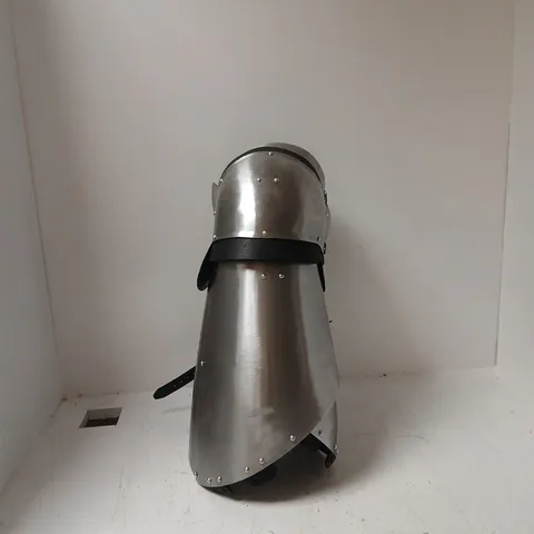 MEDIEVAL PLATE ARMOUR GREAVE WITH LEATHER STRAPS (LEG ARMOUR) β RIVETED STEEL