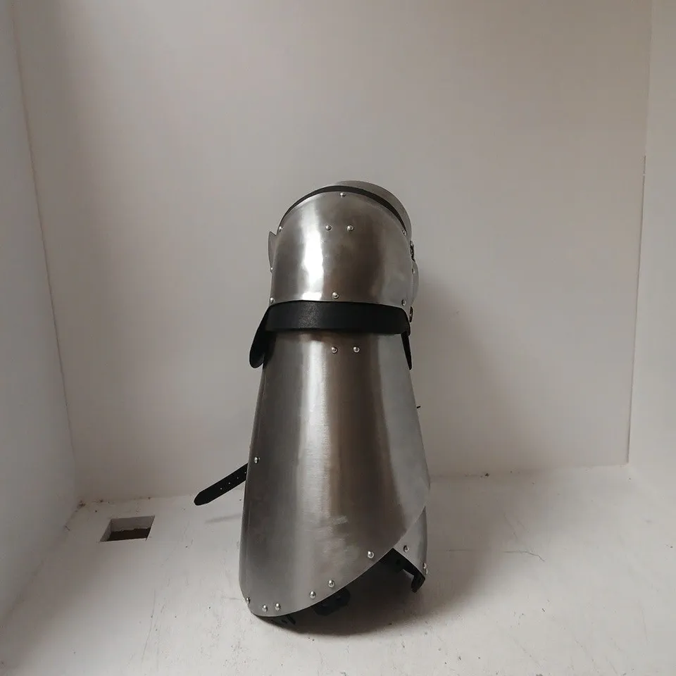 MEDIEVAL PLATE ARMOUR GREAVE WITH LEATHER STRAPS (LEG ARMOUR) – RIVETED STEEL