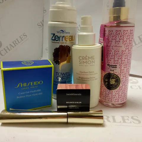 LOT OF 6 ITEMS INCLUDING CRΓME SIMON CLARIFIANT DETOX, WHATEVER IT TAKES PINK BODY MIST, CLARINS WONDER PERFECT MASCARAQ