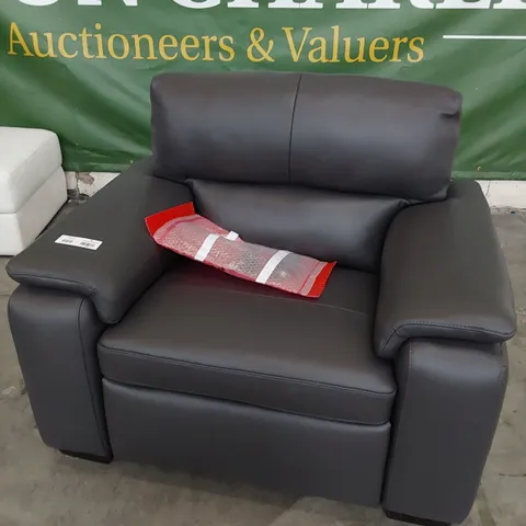 QUALITY ITALIAN DESIGNER GRADO POWER RECLINING EASY CHAIR CHARCOAL LEATHER