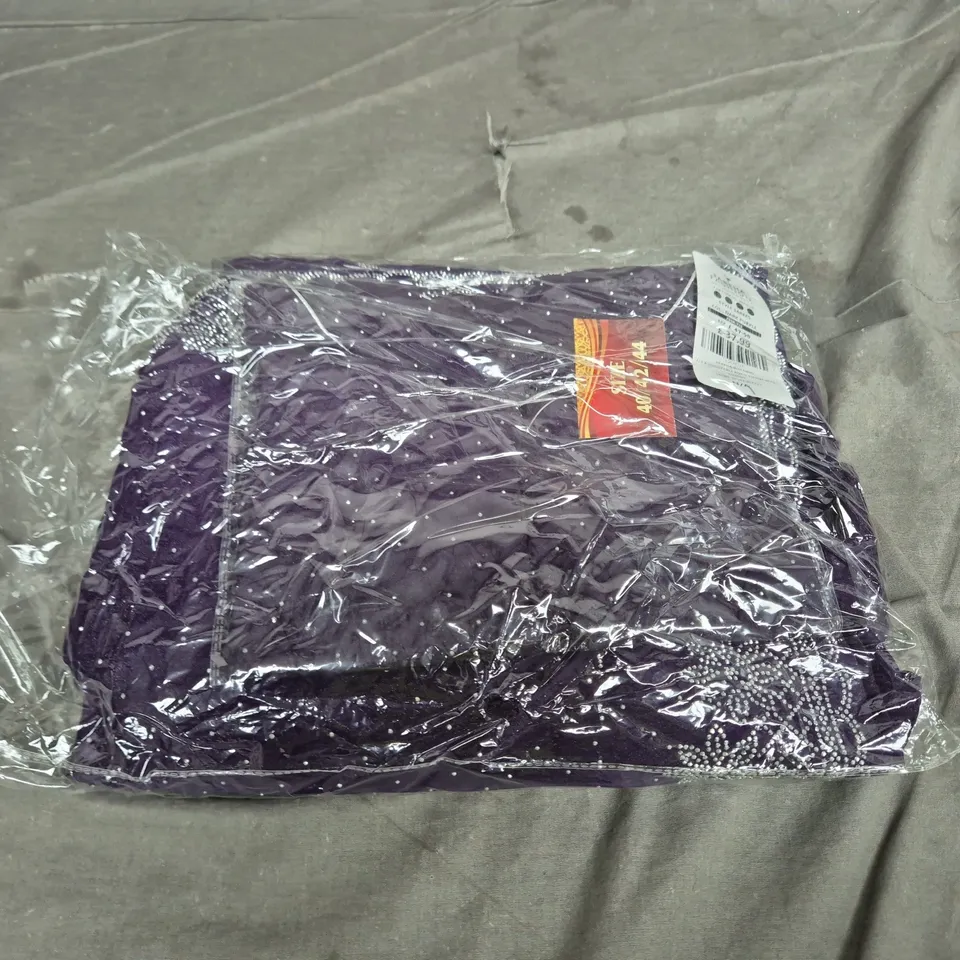 FABEHA FASHION PURPLE BEADED SAREE– WOMEN'S CLOTHING