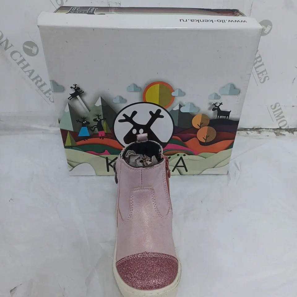 LARGE BOX OF BOXED KENKA DOUBLE ZIP PINK GLITTER CHILDRENS BOOTS IN VARIOUS SIZES