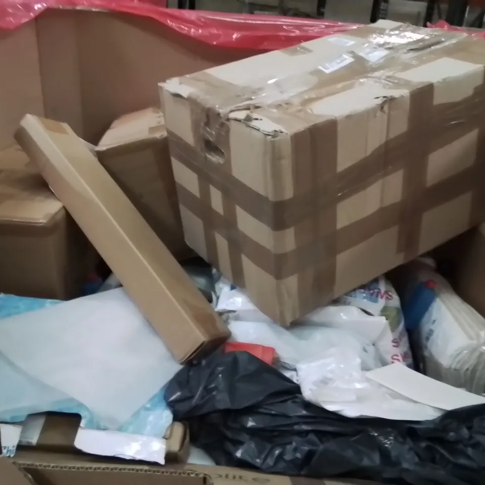 PALLET OF ASSORTED HOUSEHOLD GOODS AND PRODUCTS TO INCLUDE;AIR COOLER,ELECTRIC CHAINSAW