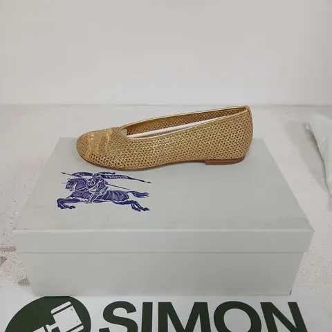 BURBERRY GOLD MESH BALLET FLATS (LUREX) β UK 2 (EU 35), LEATHER SOLE