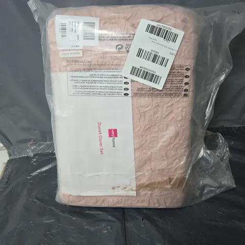 VERY HOME DUVET COVER SET 180TC SEERSUCKER DUVET - SUPER KING - BLUSH PINK 