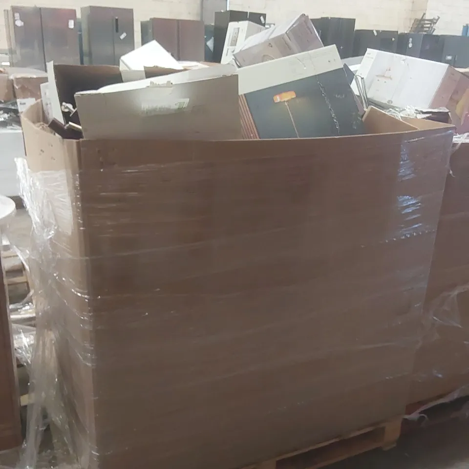 PALLET CONTAINING A VERY LARGE QUANTITY OF ASSORTED DESIGNER LIGHTING PRODUCTS TO INCLUDE: FLOOR LAMPS, CEILING LIGHTS, TABLE LAMP ECT