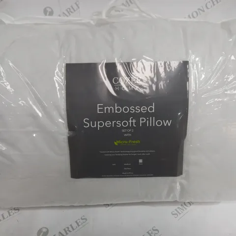COZEE EMBOSSED SUPERSOFT PILLOW SET OF 2