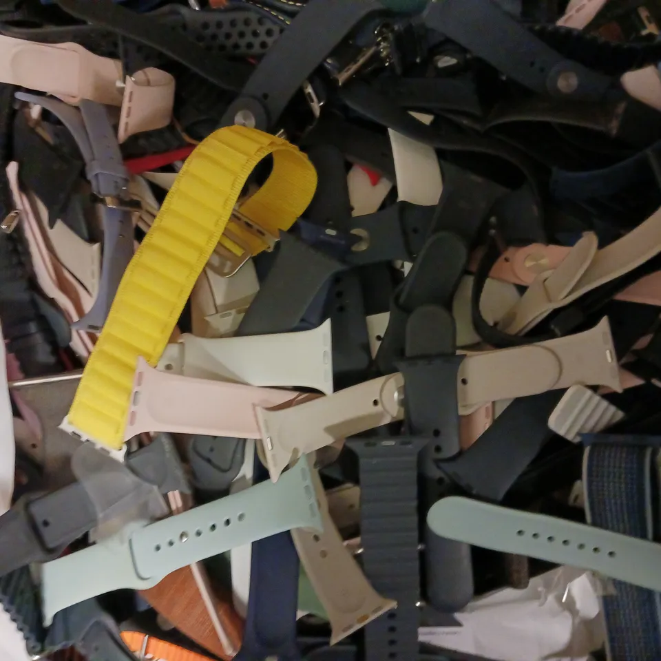 BOX OF APPROXIMATELY 50 ASSORTED SMART WATCH STRAPS IN VARIOUS COLOURS & SIZES