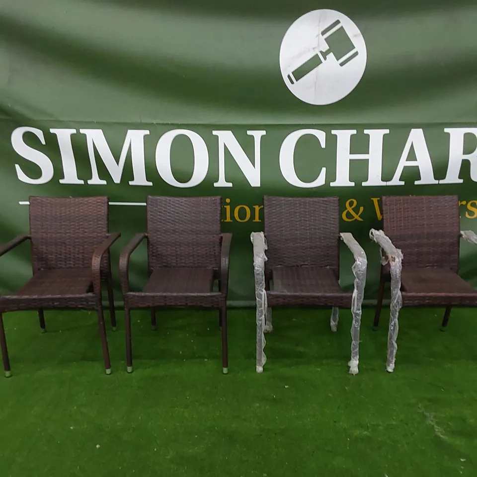 SET OF 4 CHOCOLATE MIX RATTAN CHAIRS 