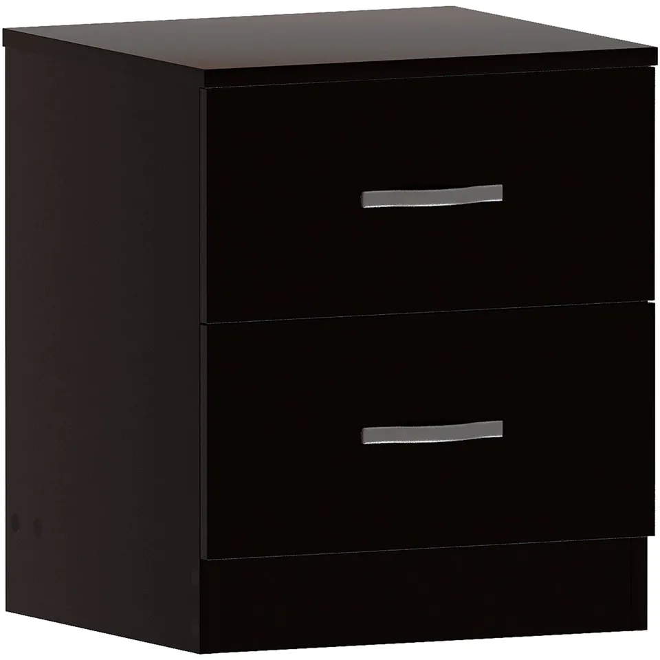 BOXED VIDA DESIGNS RIANO 2 DRAWER BEDSIDE CHEST - BLACK