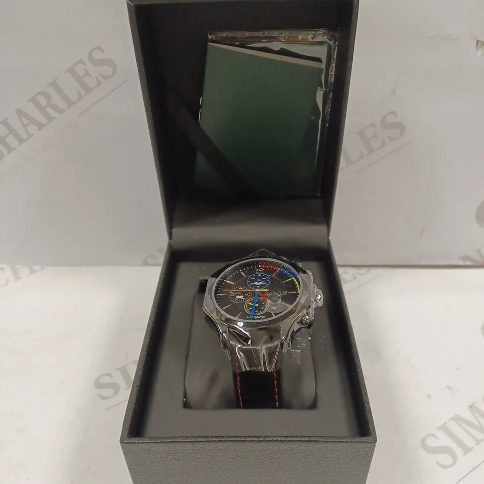 GAMAGES OF LONDON LIMITED EDITION HAND ASSEMBLED GRANDEUR AUTOMATIC BLACK WATCH RRP £695