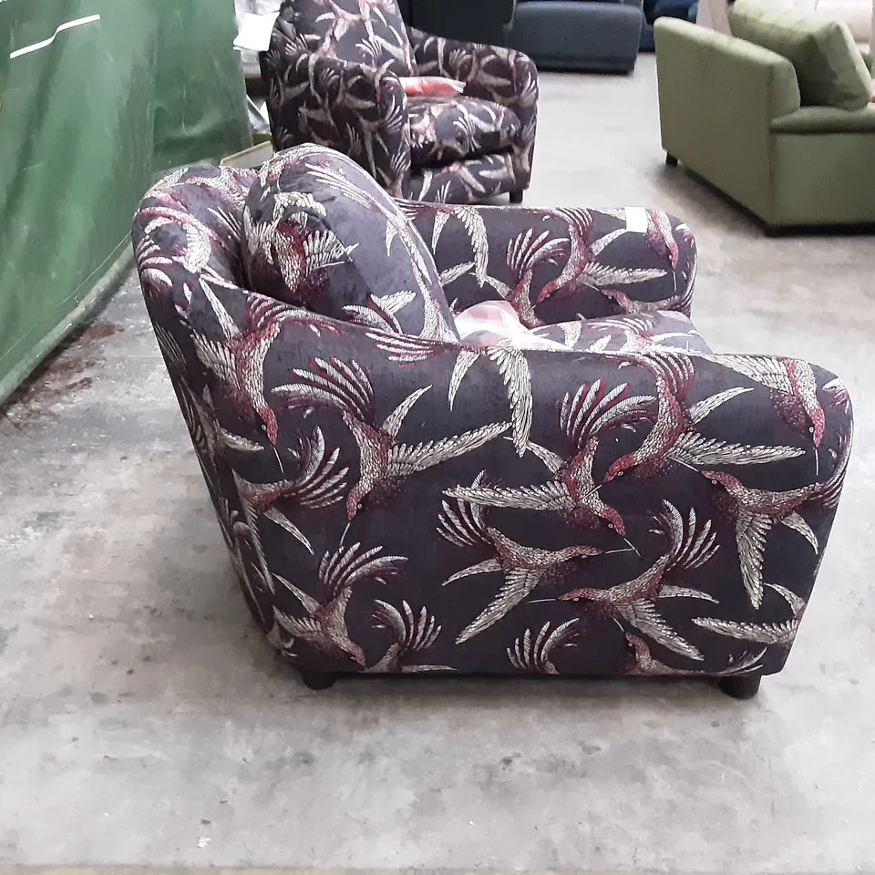 QUALITY BRITISH MANUFACTURED DESIGNER THE LOUNGE CO. LORRIE GEORGE CHAIR LOR148 PARADISE BIRD MULBERRY /WSW0