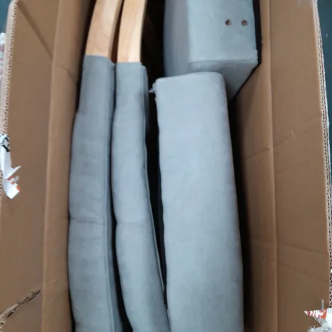 SET OF 2 FABRIC SCROLL BACKS FOR DINING CHAIR - GREY/OAK EFFECT [COLLECTION ONLY]