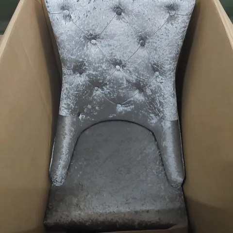 BOXED LOUIS KNOCKER CRUSHED VELVET SILVER DINING CHAIR