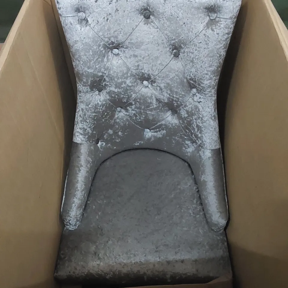BOXED LOUIS KNOCKER CRUSHED VELVET SILVER DINING CHAIR 