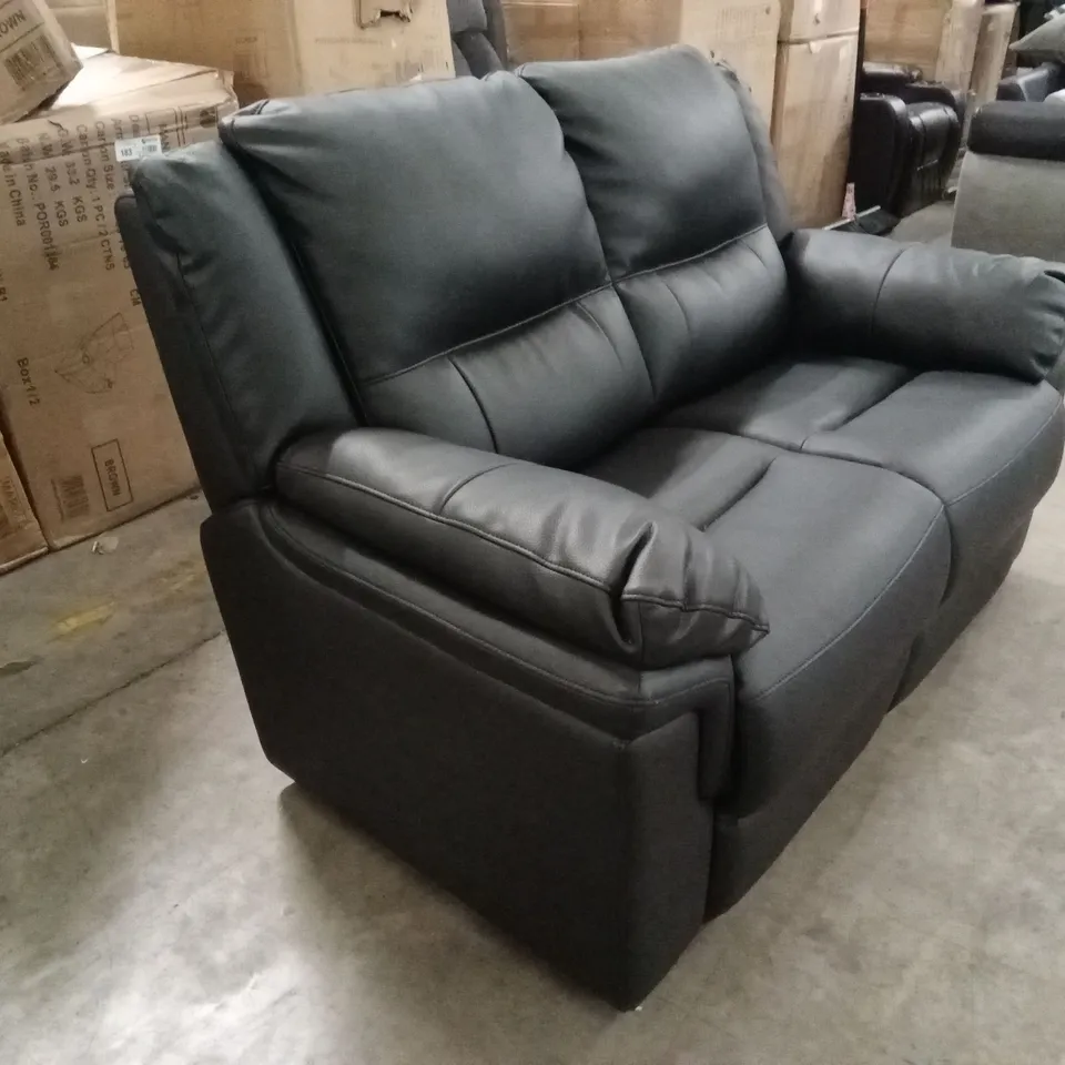 ALBION LUXURY FAUX LEATHER HIGH BACK 2 SEATER SOFA - BLACK RRP £519