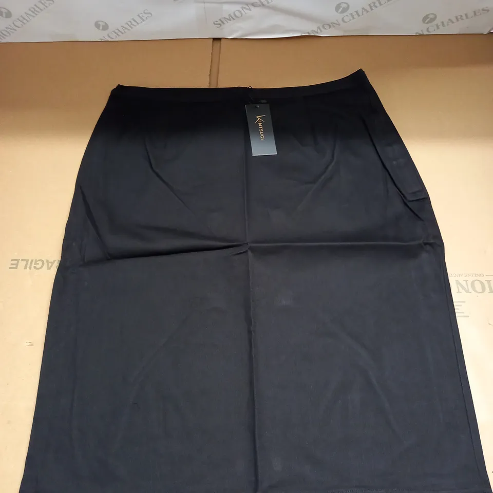 KINTSUGI WOMENS BLACK PENCIL SKIRT WITH HIDDEN VELCRO OPENING SIZE 20