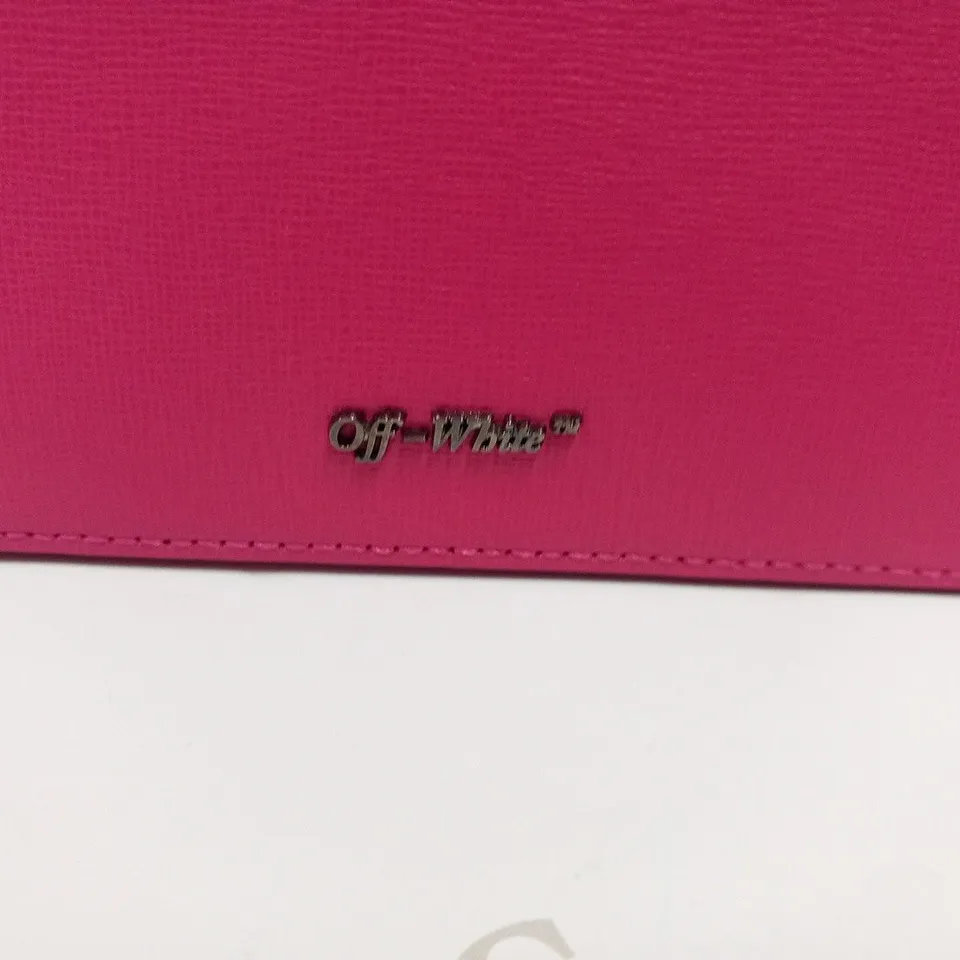 OFF-WHITE DIAGONAL FUCSIA/WHITE FLAP BAG