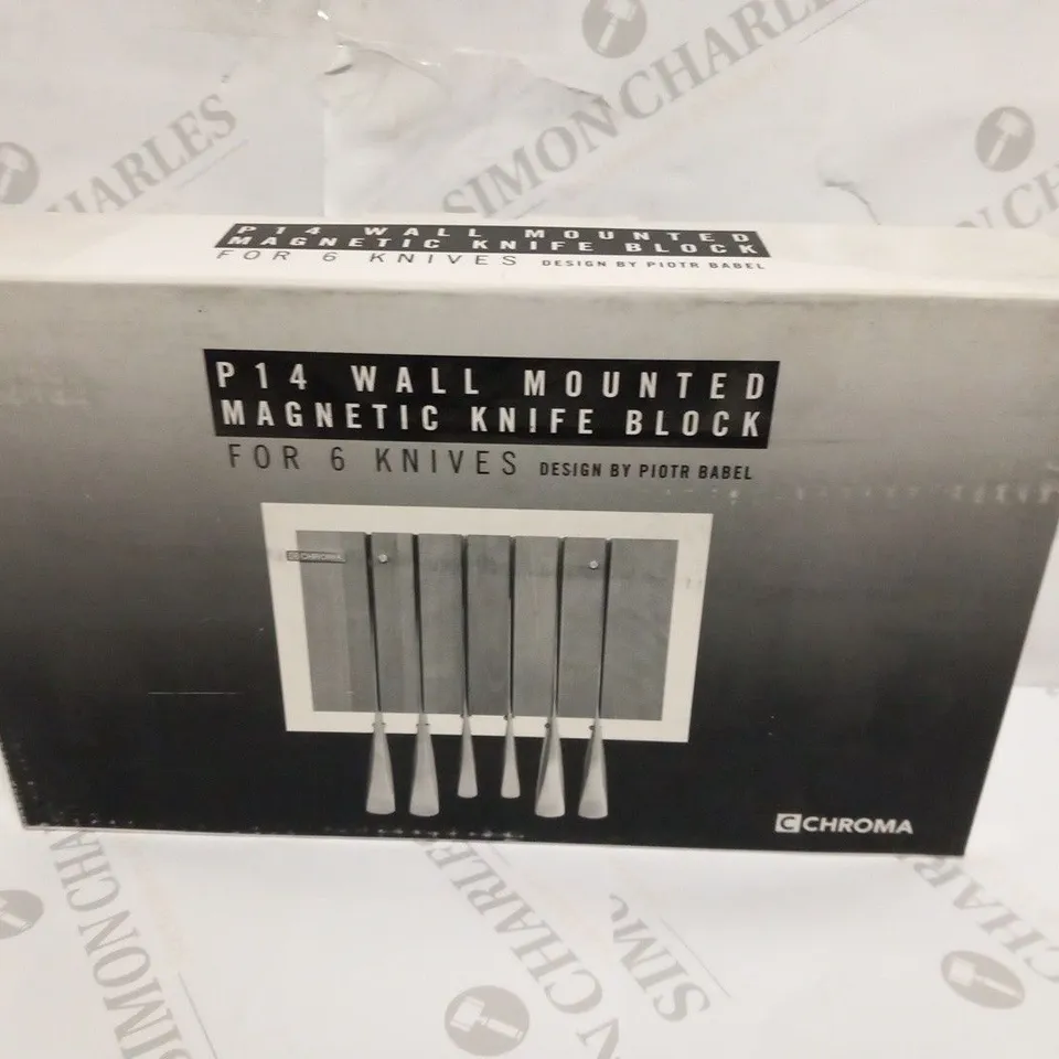 BRAND NEW BOXED CHROMA P14 WALL MOUNTED MAGNETIC KNIFE BLOCK FOR 6 KNIVES DESIGN BY PIOTR BABEL