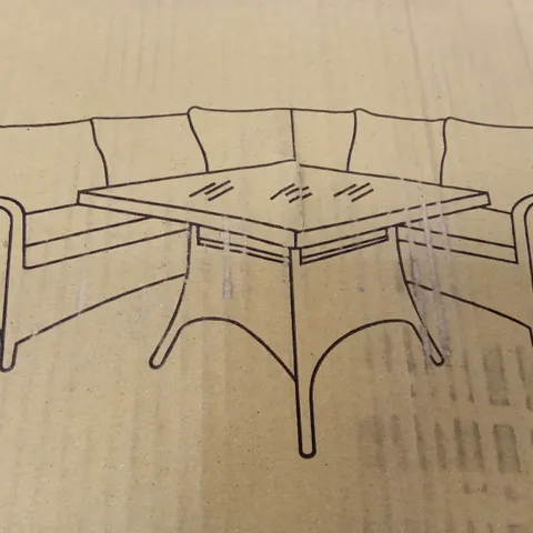 BOXED NORFOLK WEYBOURNE OUTDOOR GARDEN DINING TABLE, GREY - TABLE ONLY (1 BOX)