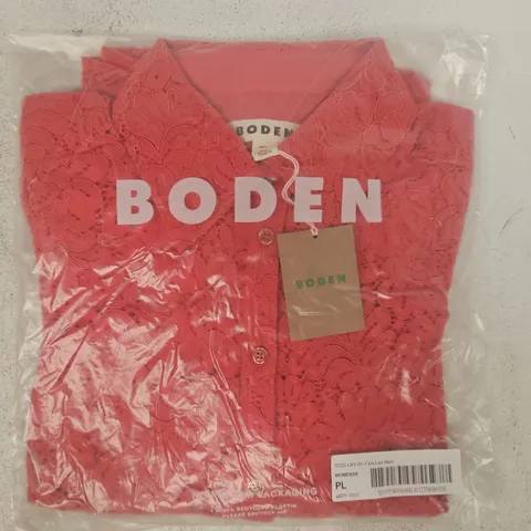 BAGGED BODEN CARA LACE SHIRT IN RED SIZE 10