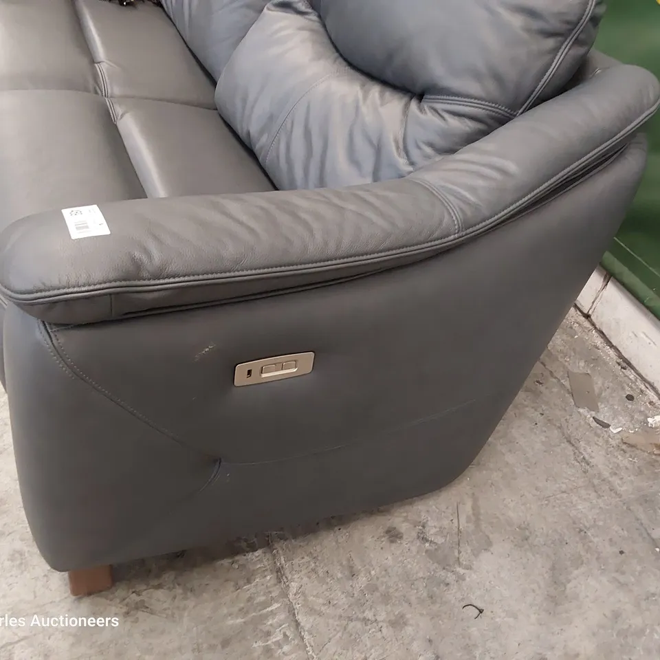 QUALITY BRITISH DESIGNER G PLAN JACKSON POWER RECLINING THREE SEATER SOFA CAMBRIDGE PETROL BLUE LEATHER 