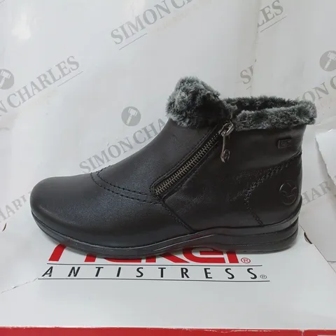 BOXED RIEKER FUR CUFF BOOTS, BLACK - SIZE 6.5