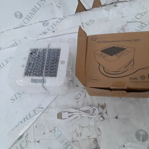 AURAGLOW WHITE USB & SOLAR RECHARGEABLE STRING LIGHTS