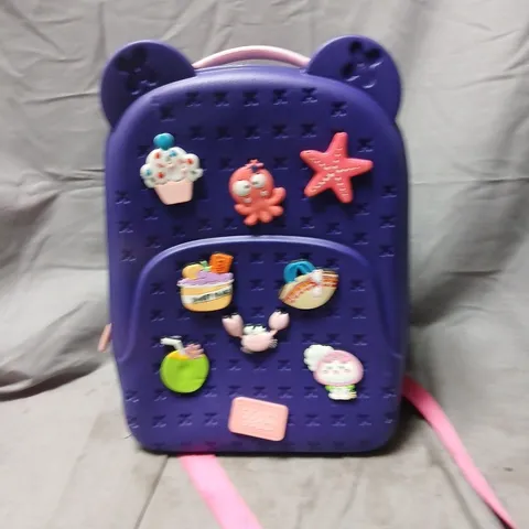 PURPLE CHILDREN'S BACKPACK WITH BEAR EARS AND CARTOON PATCHES