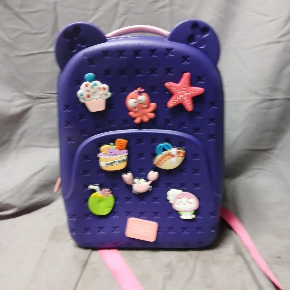 PURPLE CHILDREN'S BACKPACK WITH BEAR EARS AND CARTOON PATCHES