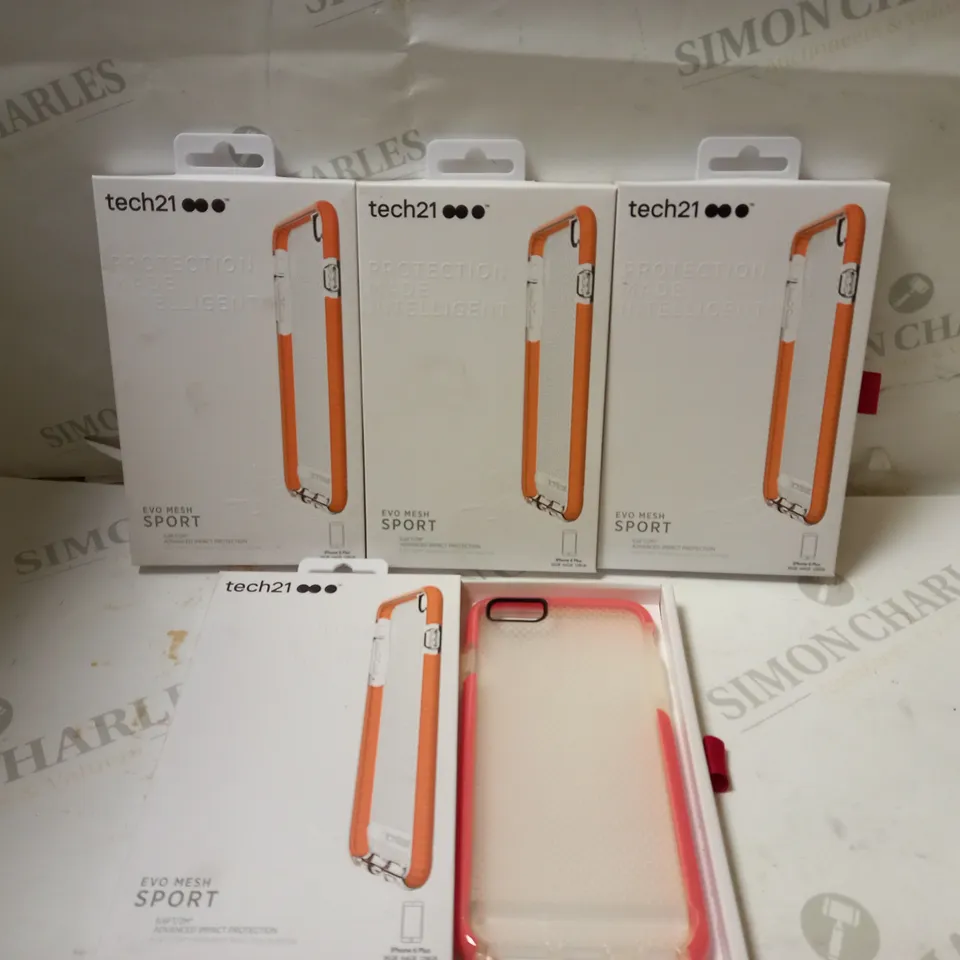 BOX OF APPROX 80 TECH21 PROTECTIVE PHONE CASES IPHONE 6 PLUS - CLEAR/PINK