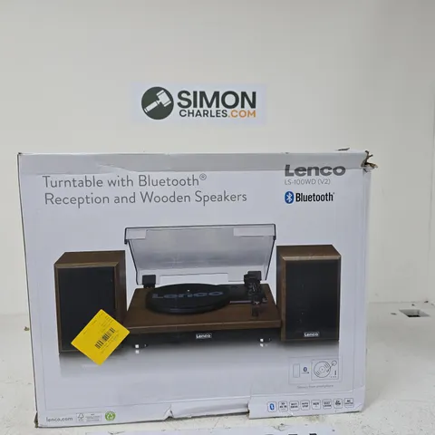 LENCO LS-100WD (V2) TURNTABLE WITH BLUETOOTH AND WOODEN SPEAKERS – BOXED