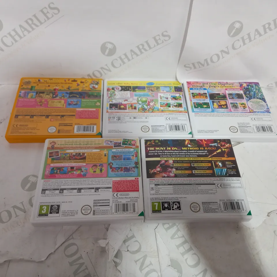 LOT OF 5 NINTENDO 3DS GAMES TO INCLUDE MARIO AND LUIGI, METROID AND SUPER MARIO BROS 2