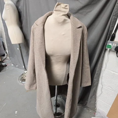 ZARA LONG WOOL-BLEND COAT – BEIGE/BROWN – WOMEN'S