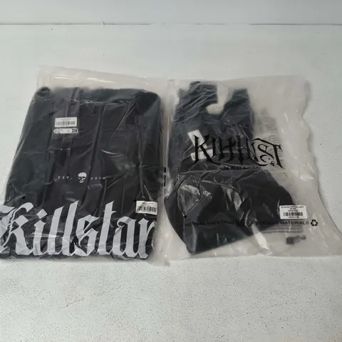 LOT OF APPROXIMATELY 420 BRAND NEW KILLSTAR CLOTHING ITEMS INCLUDES STRANGE VANITY TROUSERS AND HEXELORE SWEATERS - VARIOUS SIZES
