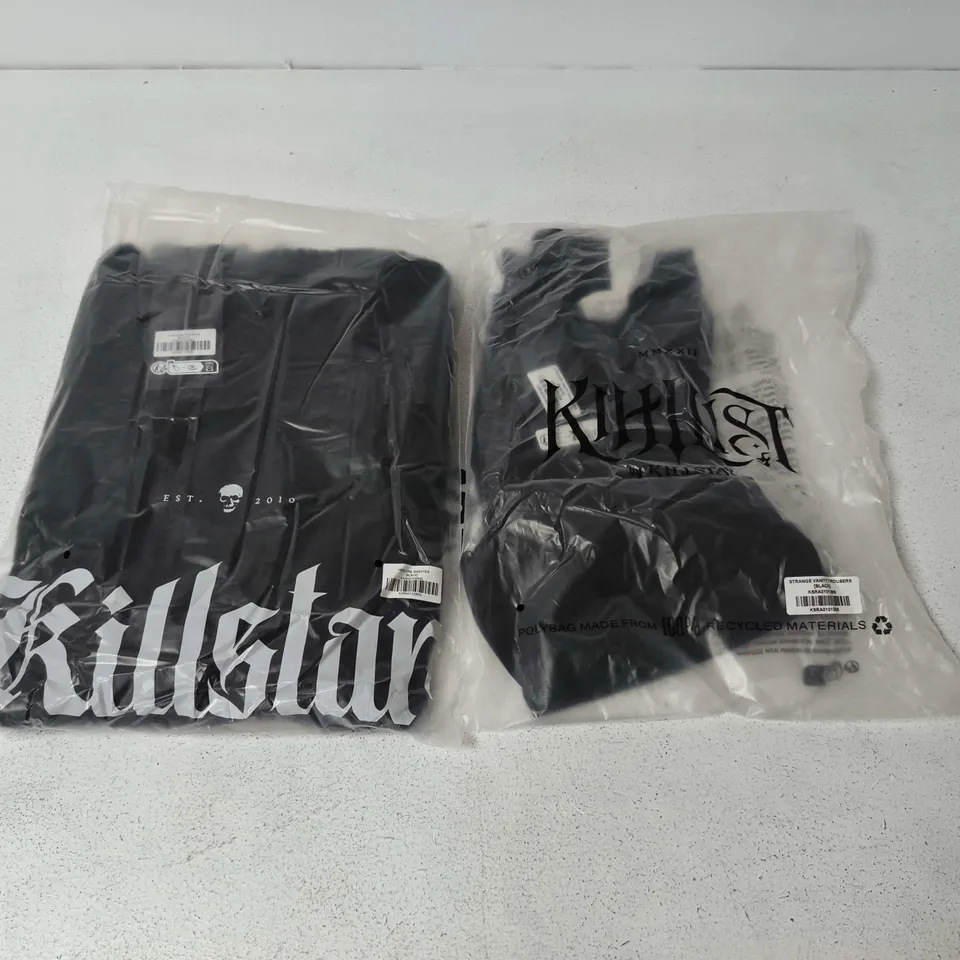 LOT OF APPROXIMATELY 420 BRAND NEW KILLSTAR CLOTHING ITEMS INCLUDES STRANGE VANITY TROUSERS AND HEXELORE SWEATERS - VARIOUS SIZES