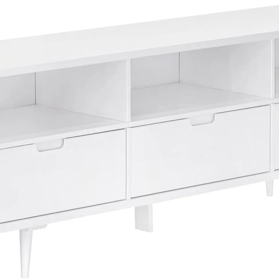 BRAND NEW BOXED WALKER EDISON IVY 70" - DRAWER SOLID WOOD TV STAND - WHITE (1 BOX)
