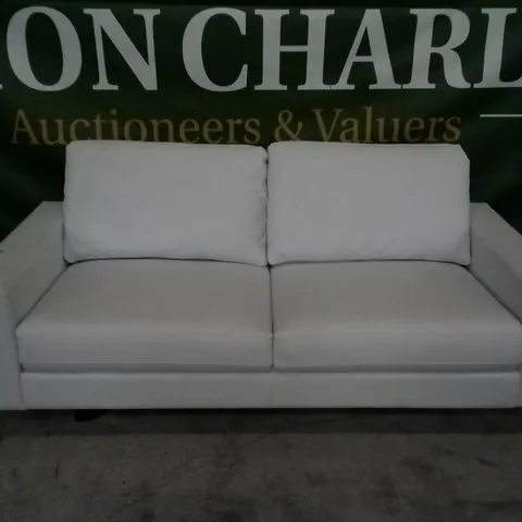 QUALITY DESIGNER BALTIMORE 3 SEATER SOFA - WHITE PREMIUM FAUX LEATHER