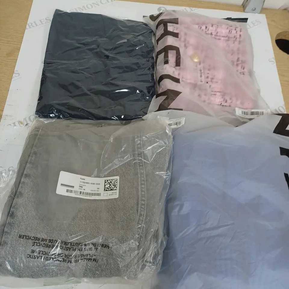 BOX OF APPROX. 50 ASSORTED CLOTHING VARYING IN SIZE/COLOUR/STYLE TO INCLUDE:  TOPS, TROUSERS, JUMPERS