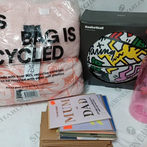 APPROXIMATELY 6 COTTON ON ITEMS INCLUDING KEITH HARING BASKETBALL, CARDS, PINK WATERBOTTLE