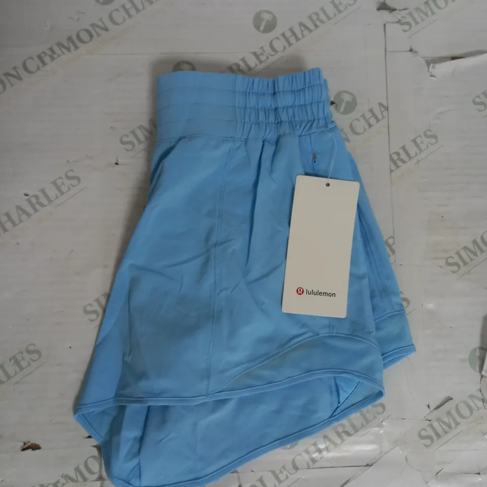 LULULEMON HOTTY HOT HR SHORT 4" LINED IN SKY BLUE SIZE 8