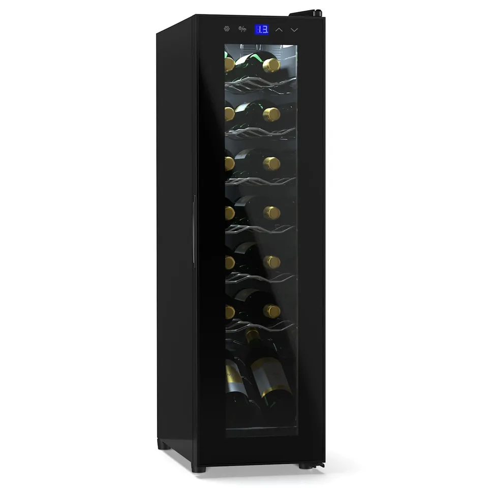 KLARSTEIN SHIRAZ SLIM 25.2CM 14 BOTTLES FREESTANDING WINE FRIDGE BLACK BOXED
